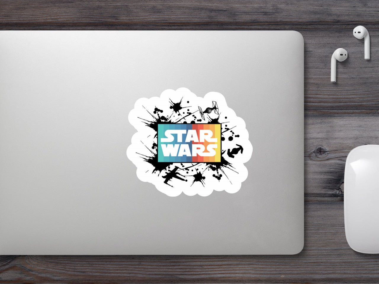 Set 5 bucati, Sticker decorativ, Star Wars logo cu grafitti, Rezistent la apa, NO8460, 6 cm, Multicolor