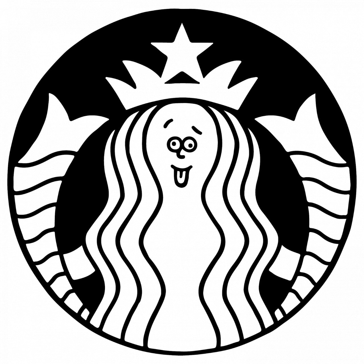 Set 5 bucati, Sticker decorativ, Starbucks amuzant, Rezistent la apa, NO7804, 6 cm, Multicolor