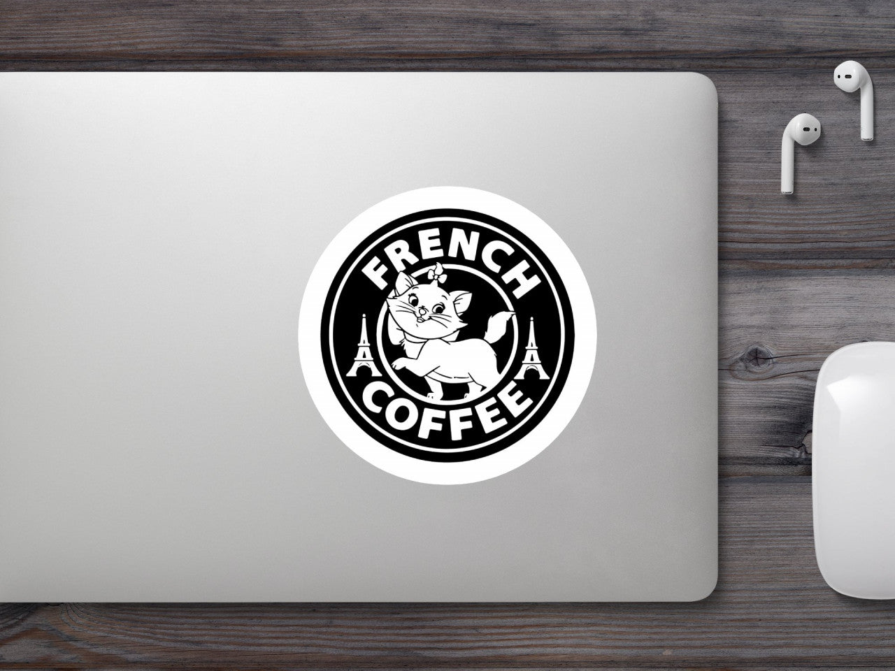 Set 5 bucati, Sticker decorativ, Starbucks French Coffee, Rezistent la apa, NO7791, 6 cm, Multicolor