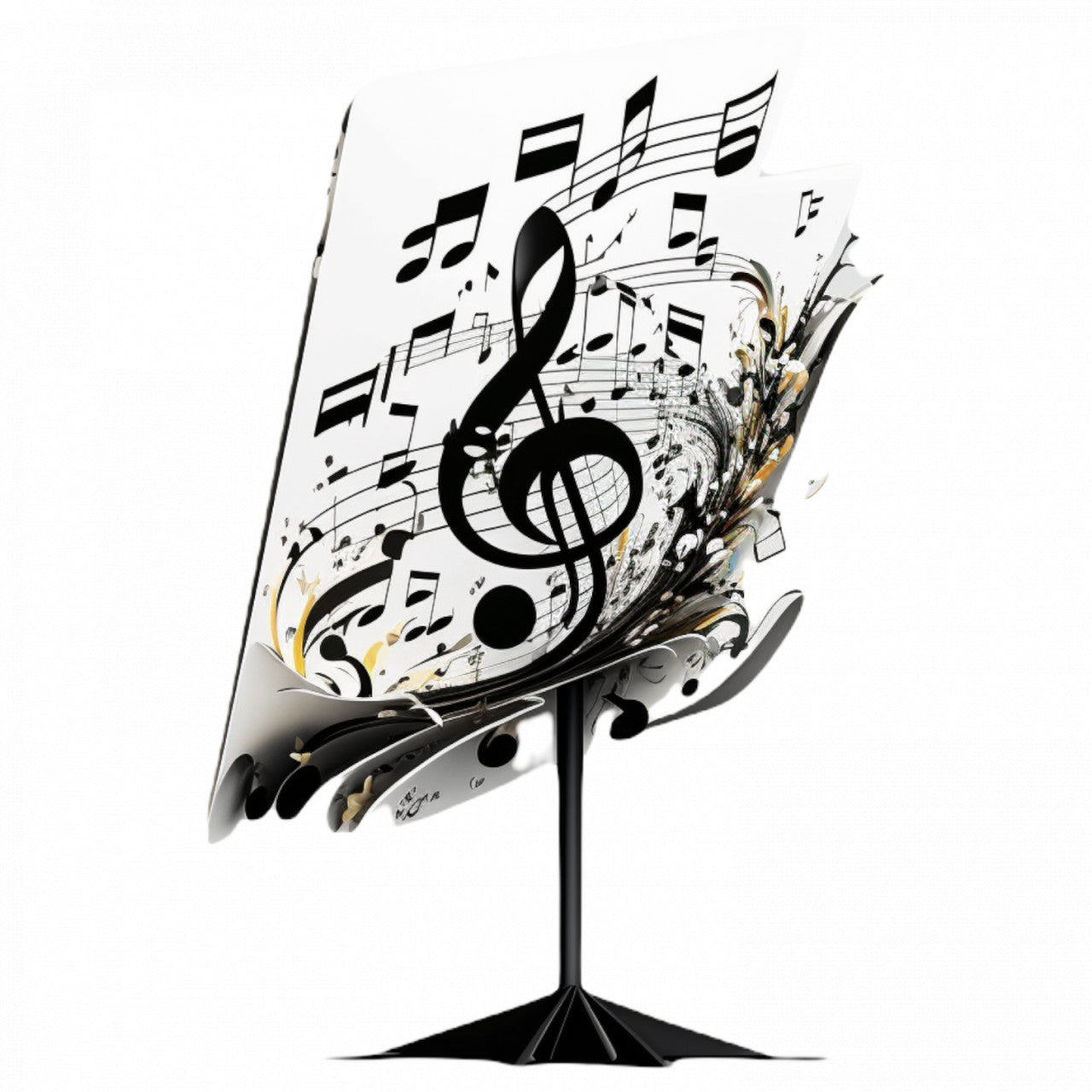 Set 5 bucati, Sticker decorativ, Stativ de partituri cu cheia sol, Rezistent la apa, NO7965, 6 cm, Multicolor