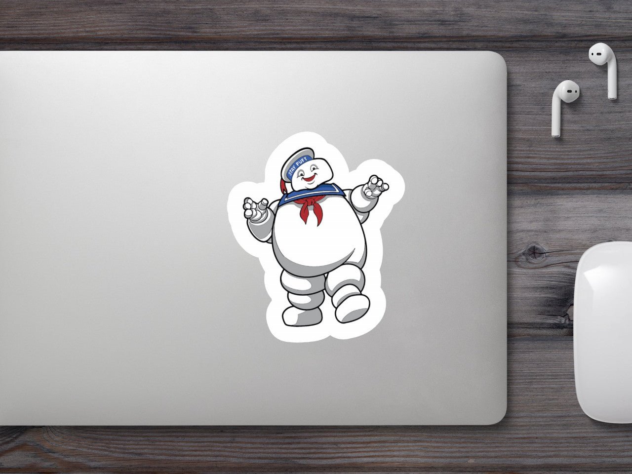 Set 5 bucati, Sticker decorativ, Stay Puft Marshmallow Man fericit, Rezistent la apa, NO8444, 6 cm, Multicolor