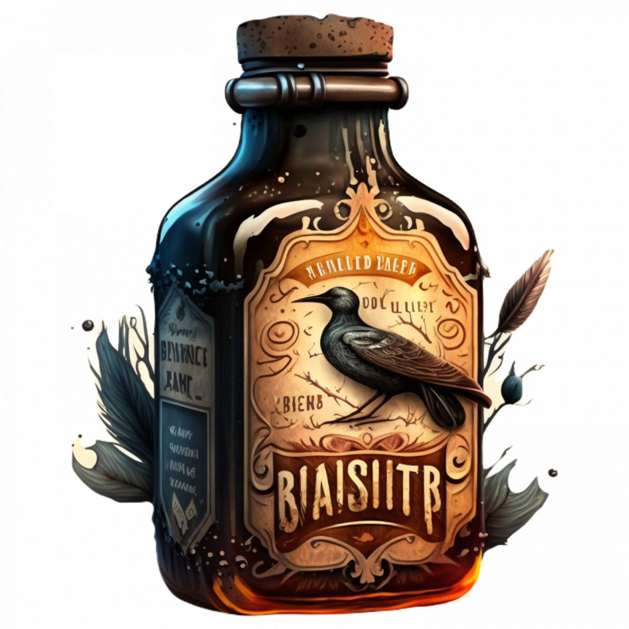 Set 5 bucati, Sticker decorativ, Sticla de cerneala retro, Rezistent la apa, NO7832, 6 cm, Multicolor