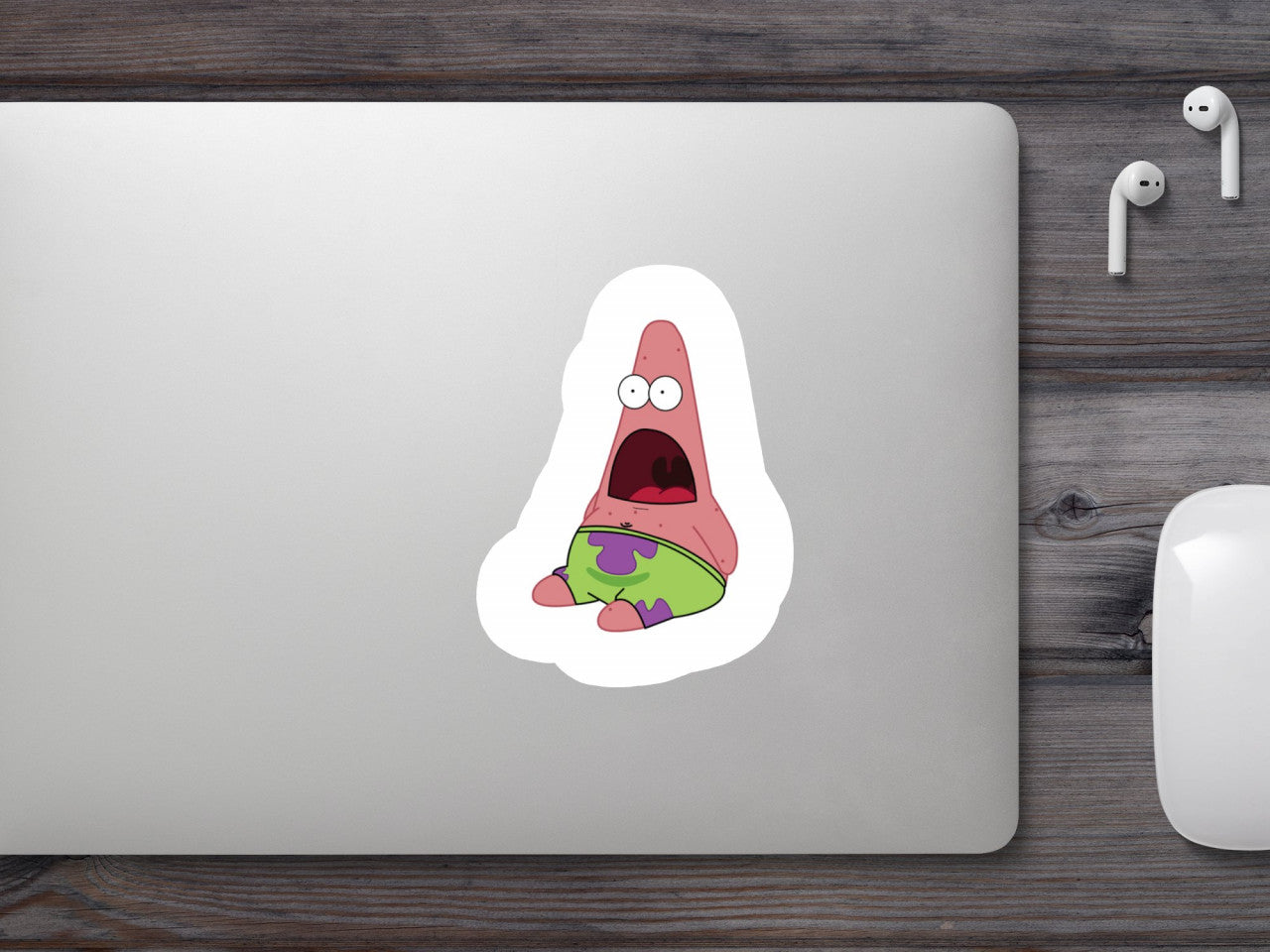 Set 5 bucati, Sticker decorativ, Surprins Meme Patrick Star, Rezistent la apa, NO9133, 6 cm, Multicolor