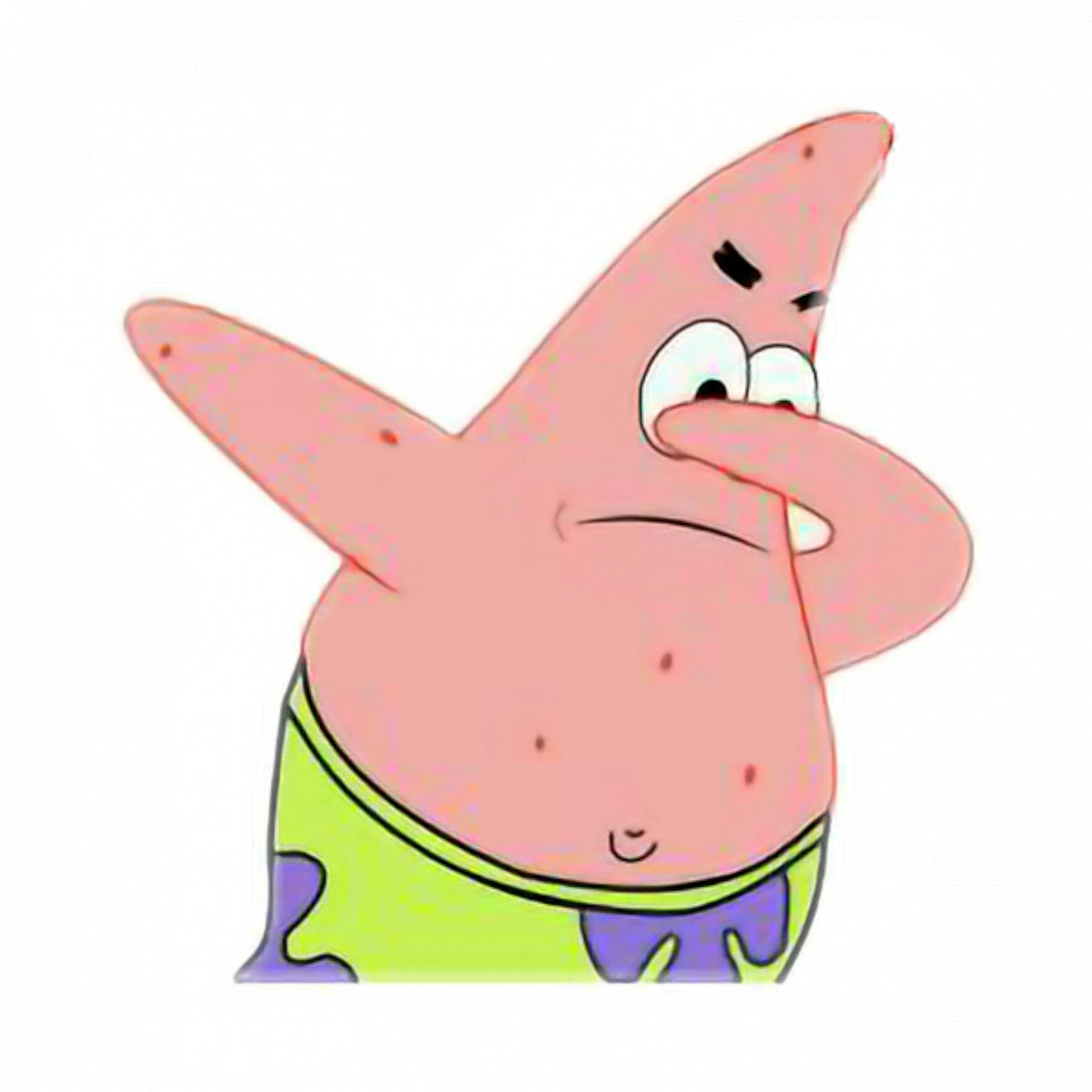 Set 5 bucati, Sticker decorativ, Tamponat Patrick Star Meme, Rezistent la apa, NO8212, 6 cm, Multicolor