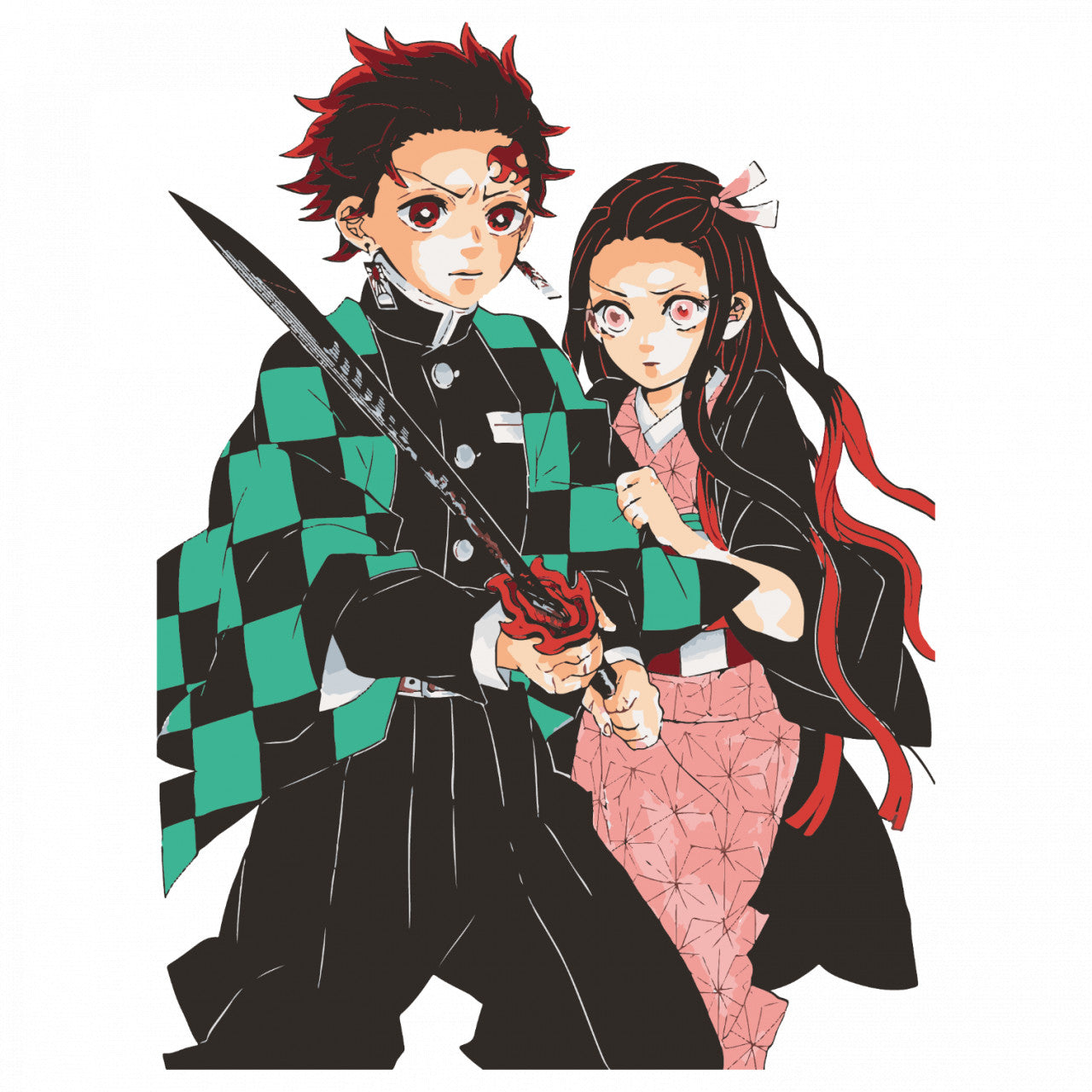 Set 5 bucati, Sticker decorativ, Tanjiro Kamado cu Nezuko Kamado Demon Slayer, Rezistent la apa, NO8317, 6 cm, Multicolor