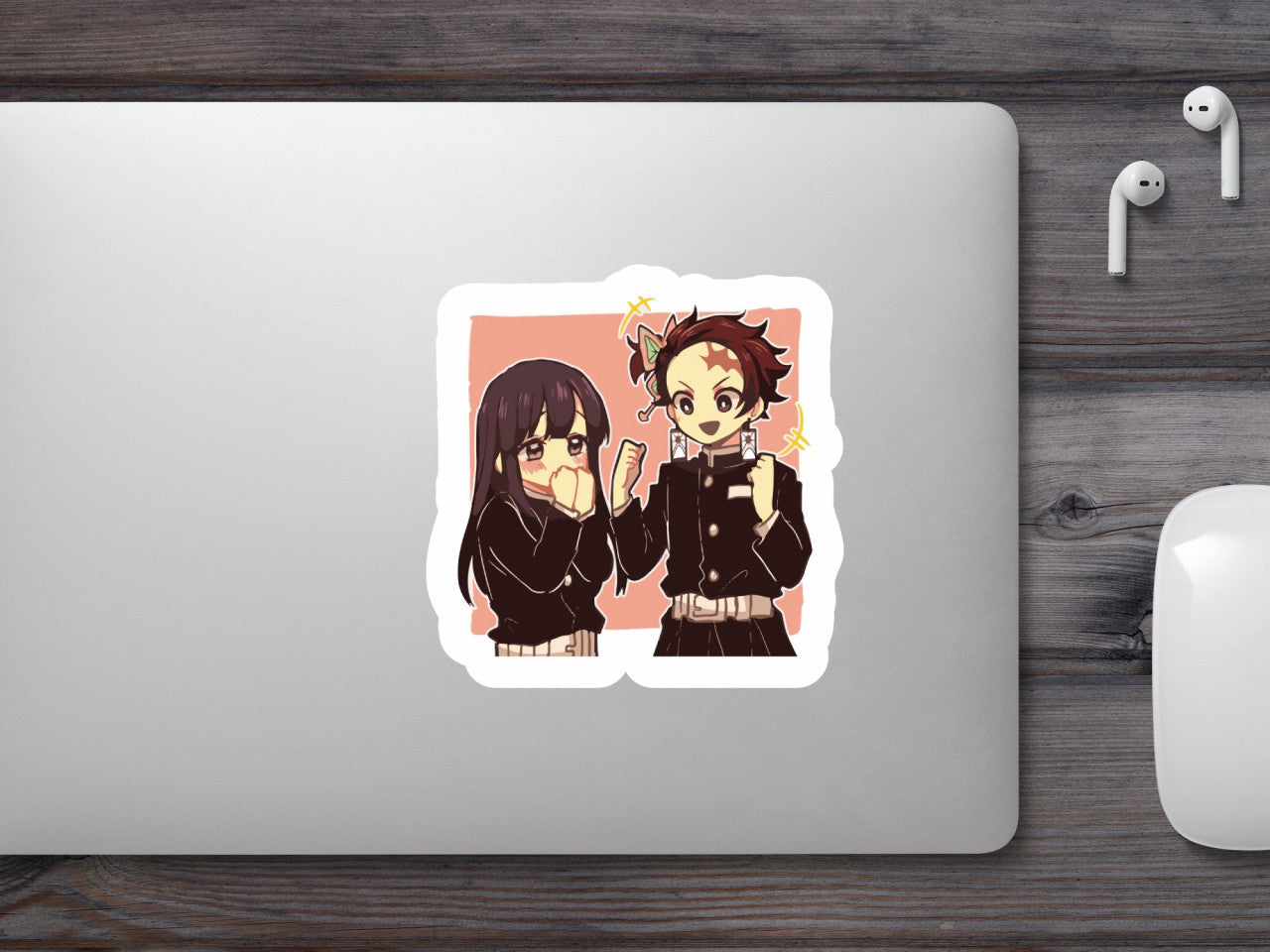 Set 5 bucati, Sticker decorativ, Tanjiro x Kanao Demon Slayer, Rezistent la apa, NO8895, 6 cm, Multicolor