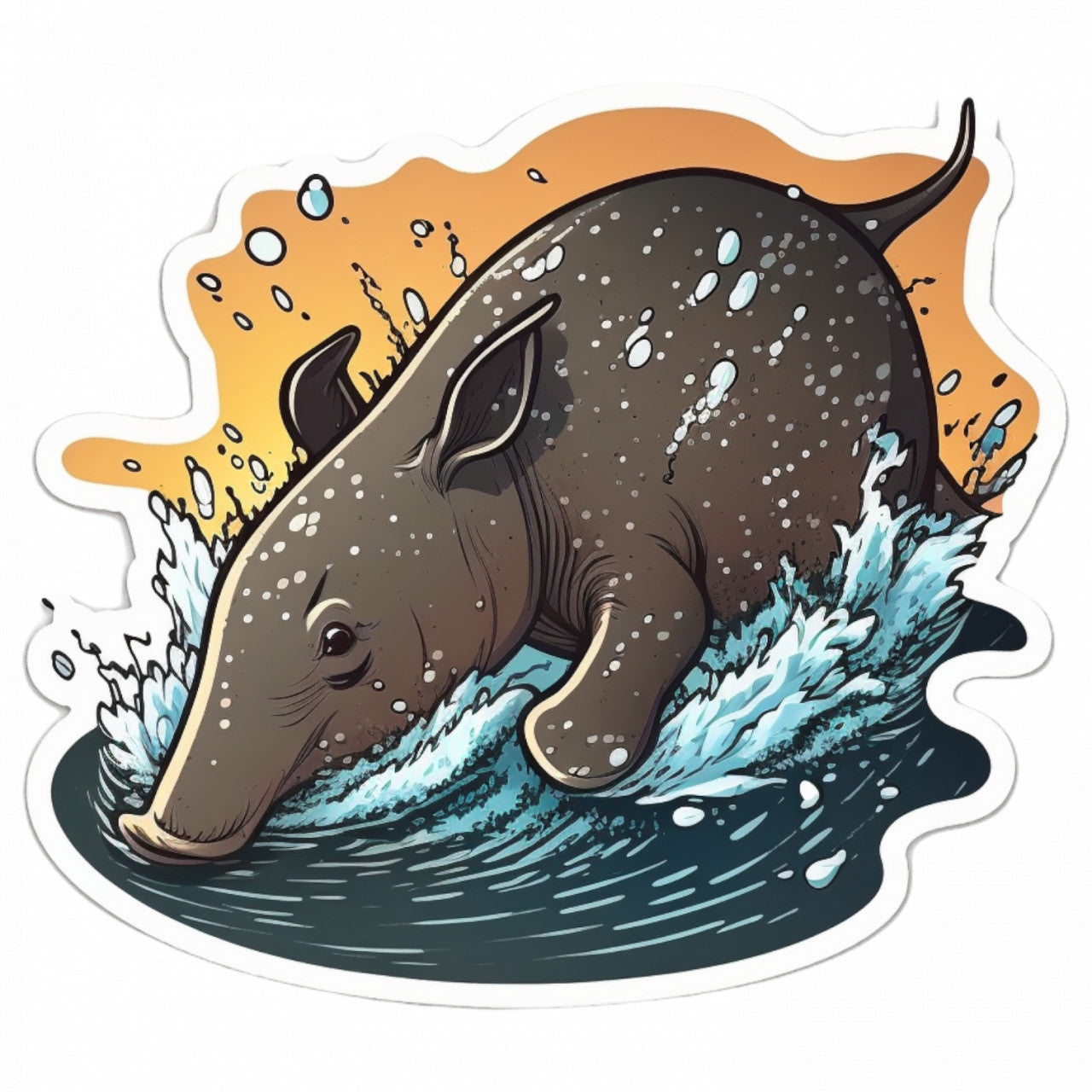 Set 5 bucati, Sticker decorativ, Tapir in apa, Rezistent la apa, NO8450, 6 cm, Multicolor