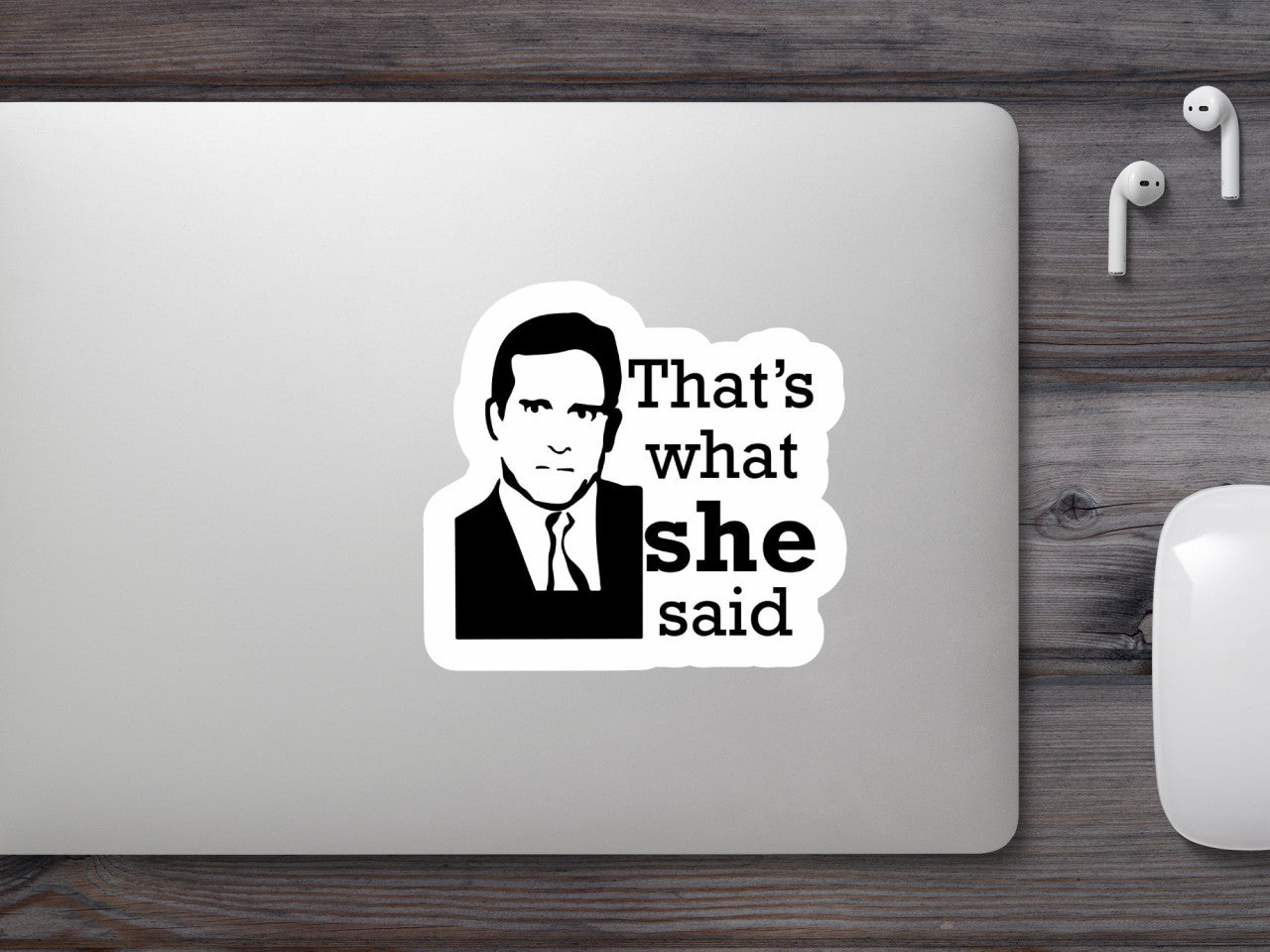 Set 5 bucati, Sticker decorativ, Thats what she said The Office, Rezistent la apa, NO8374, 6 cm, Multicolor