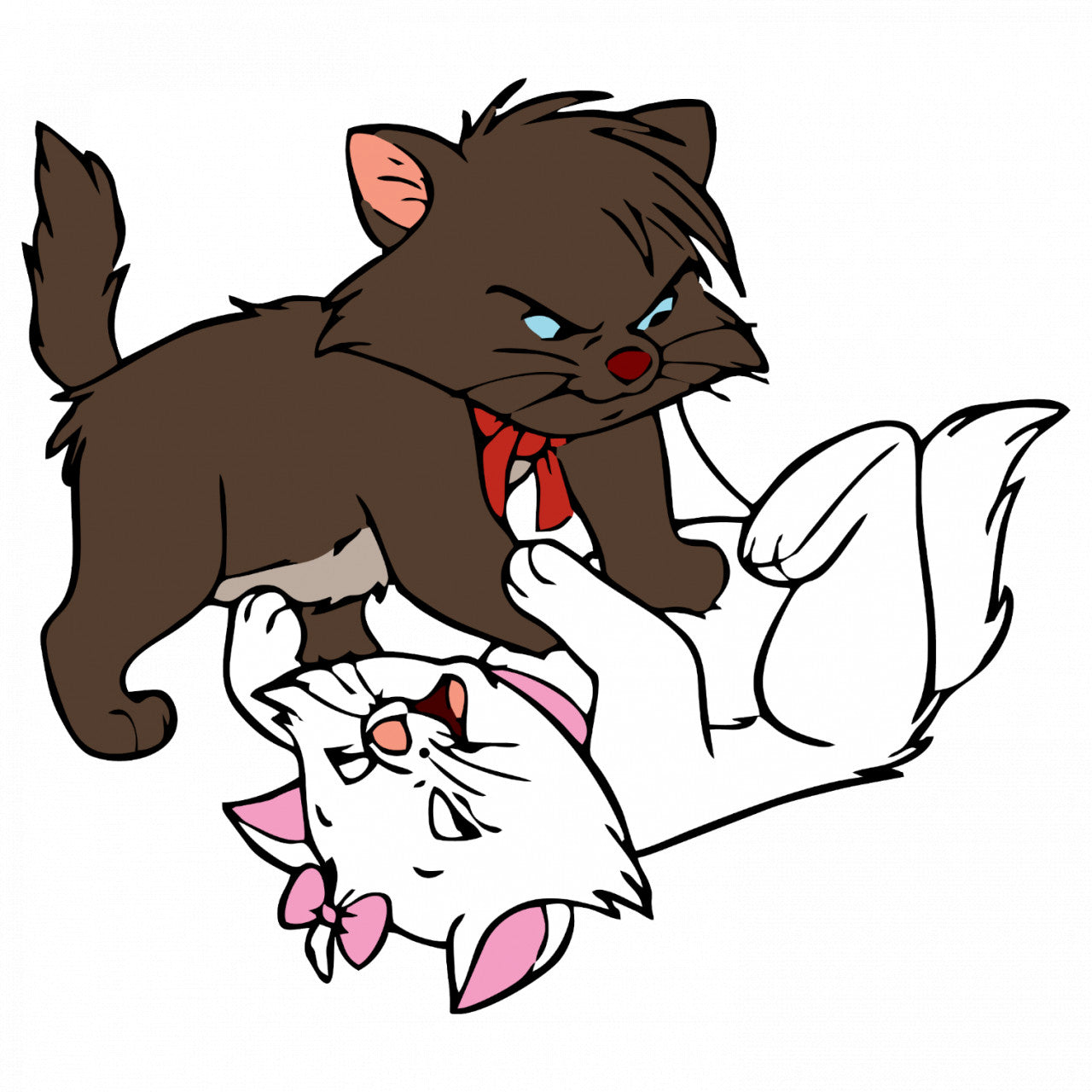 Set 5 bucati, Sticker decorativ, The Aristocats Berlioz si Marie la joaca, Rezistent la apa, NO8427, 6 cm, Multicolor