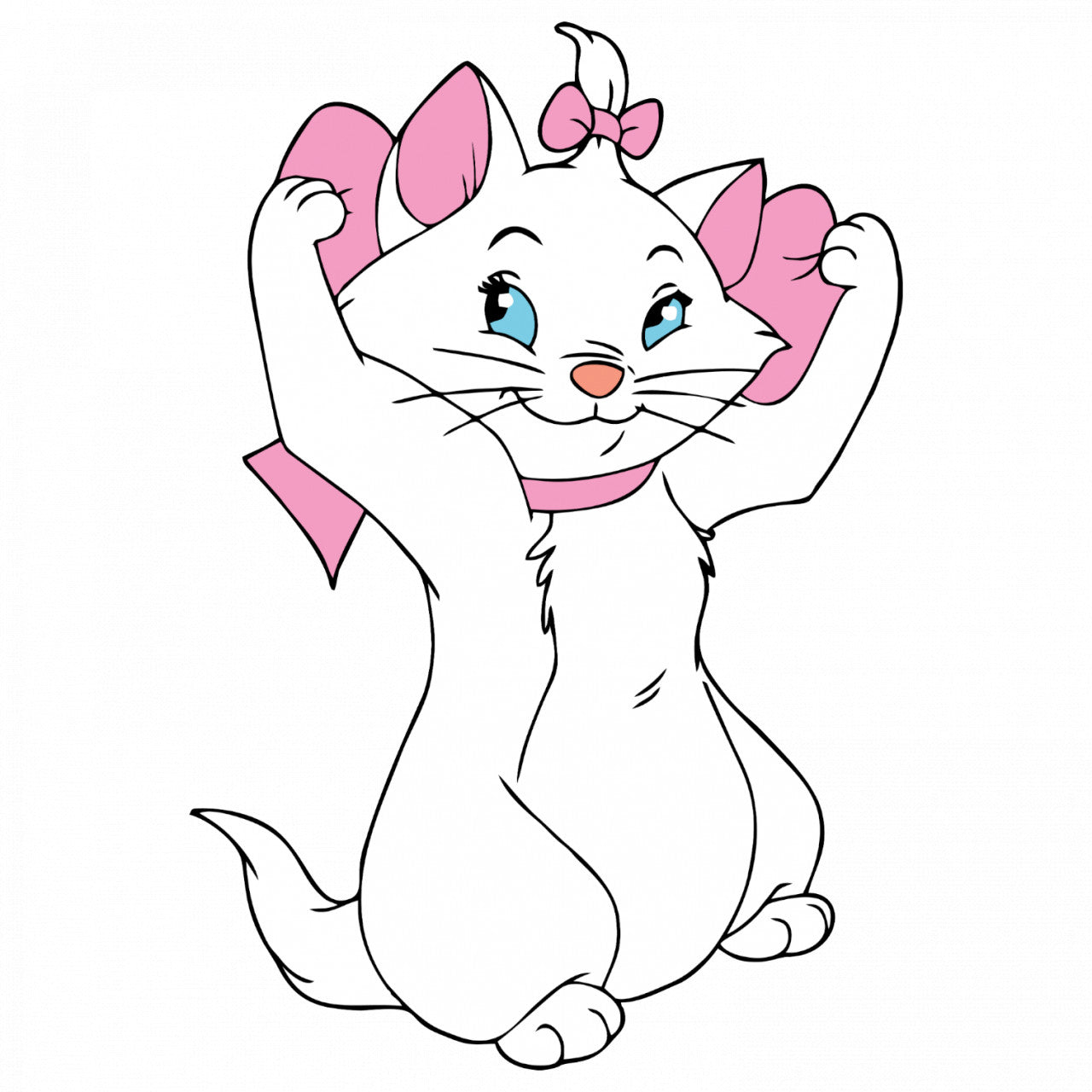 Set 5 bucati, Sticker decorativ, The Aristocats Disney Marie fericita, Rezistent la apa, NO8469, 6 cm, Multicolor