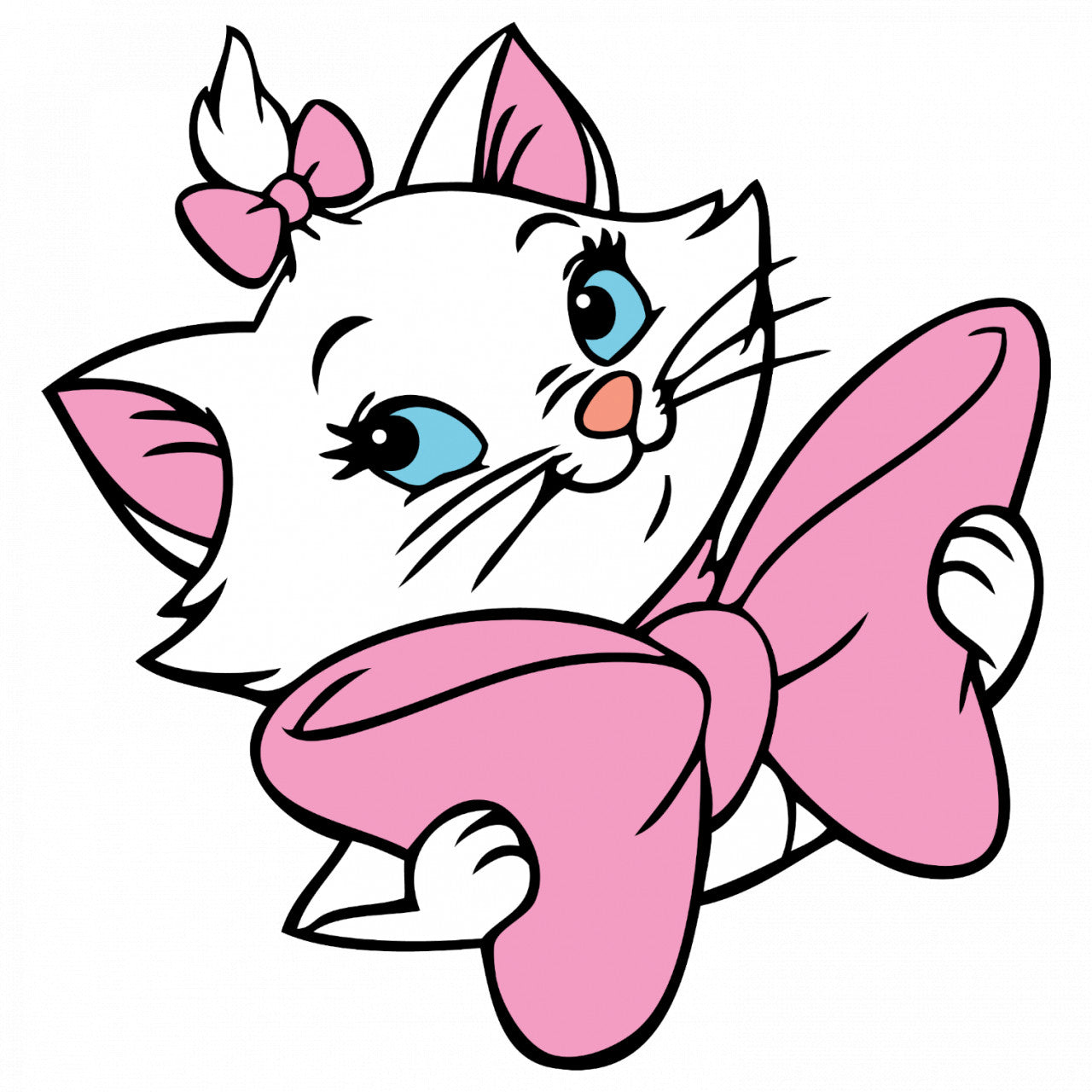 Set 5 bucati, Sticker decorativ, The aristocats Marie cu funda, Rezistent la apa, NO9897, 6 cm, Multicolor