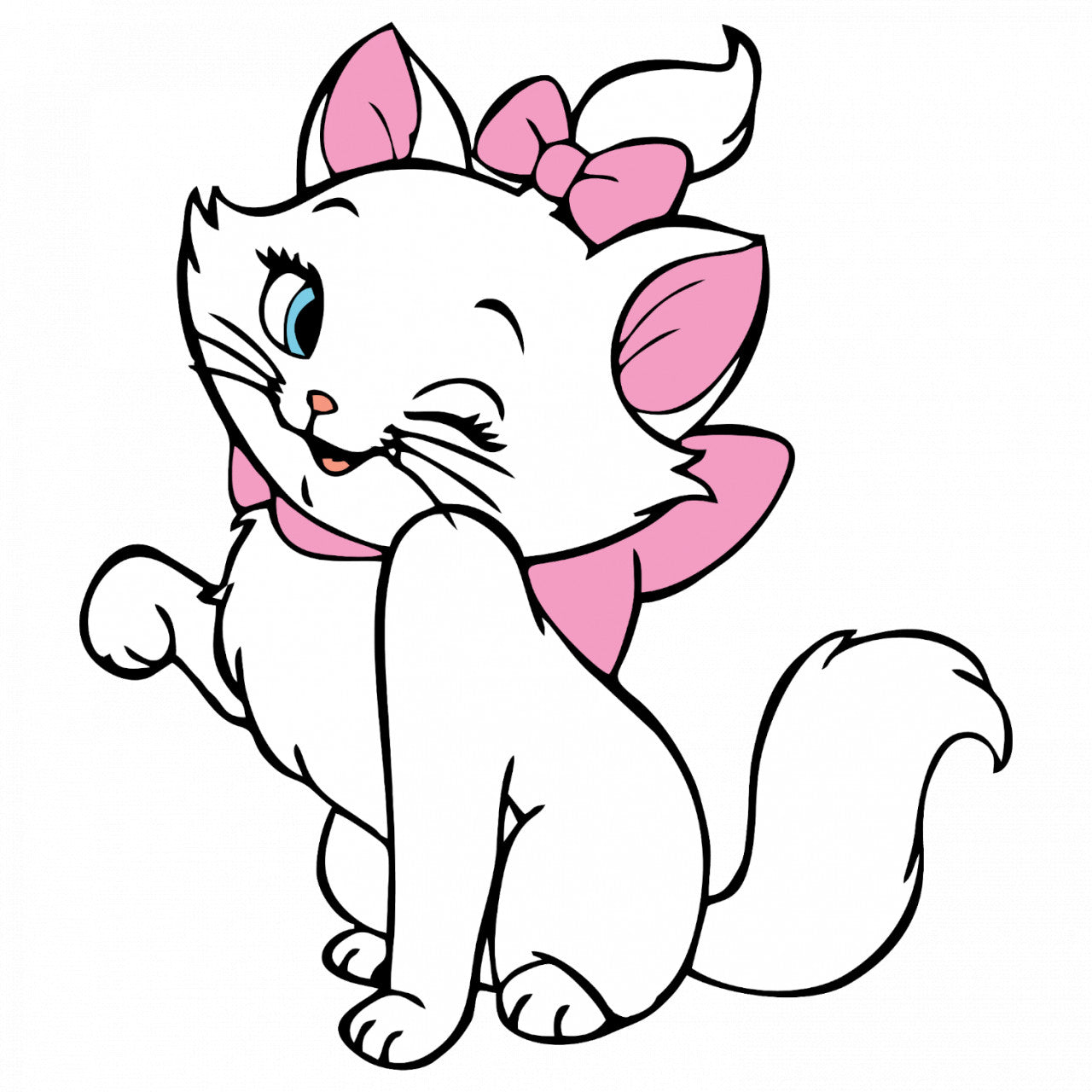 Set 5 bucati, Sticker decorativ, The Aristocats, Marie pisica alba, Rezistent la apa, NO7764, 6 cm, Multicolor