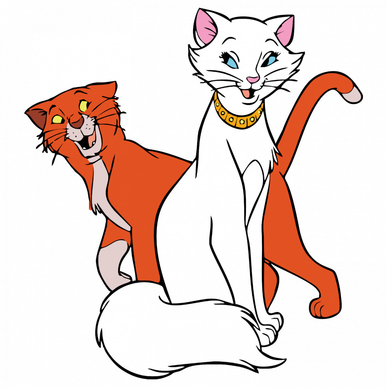 Set 5 bucati, Sticker decorativ, The Aristocats Thomas O'Malley cucerind-o pe Ducesa, Rezistent la apa, NO8786, 6 cm, Multicolor