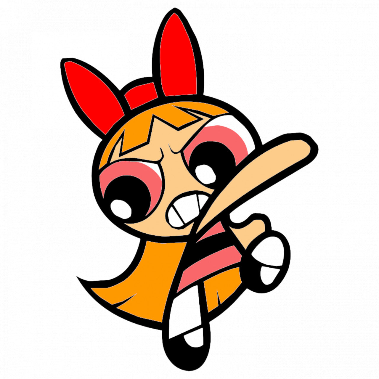 Set 5 bucati, Sticker decorativ, The Powerpuff Girls Blossom nervoasa, Rezistent la apa, NO8011, 6 cm, Multicolor