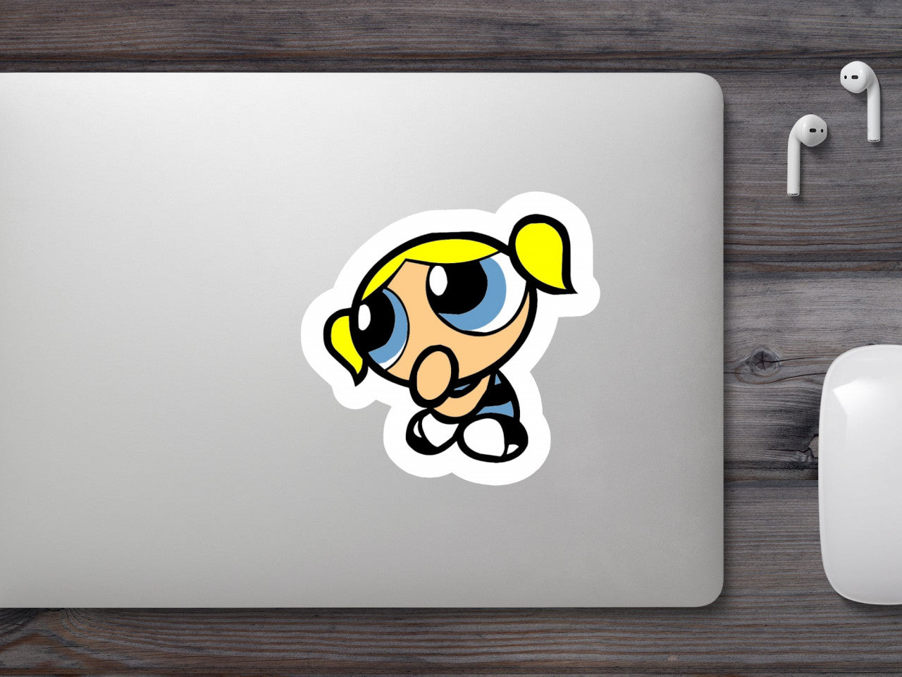 Set 5 bucati, Sticker decorativ, The Powerpuff Girls Bubbles atenta, Rezistent la apa, NO8501, 6 cm, Multicolor