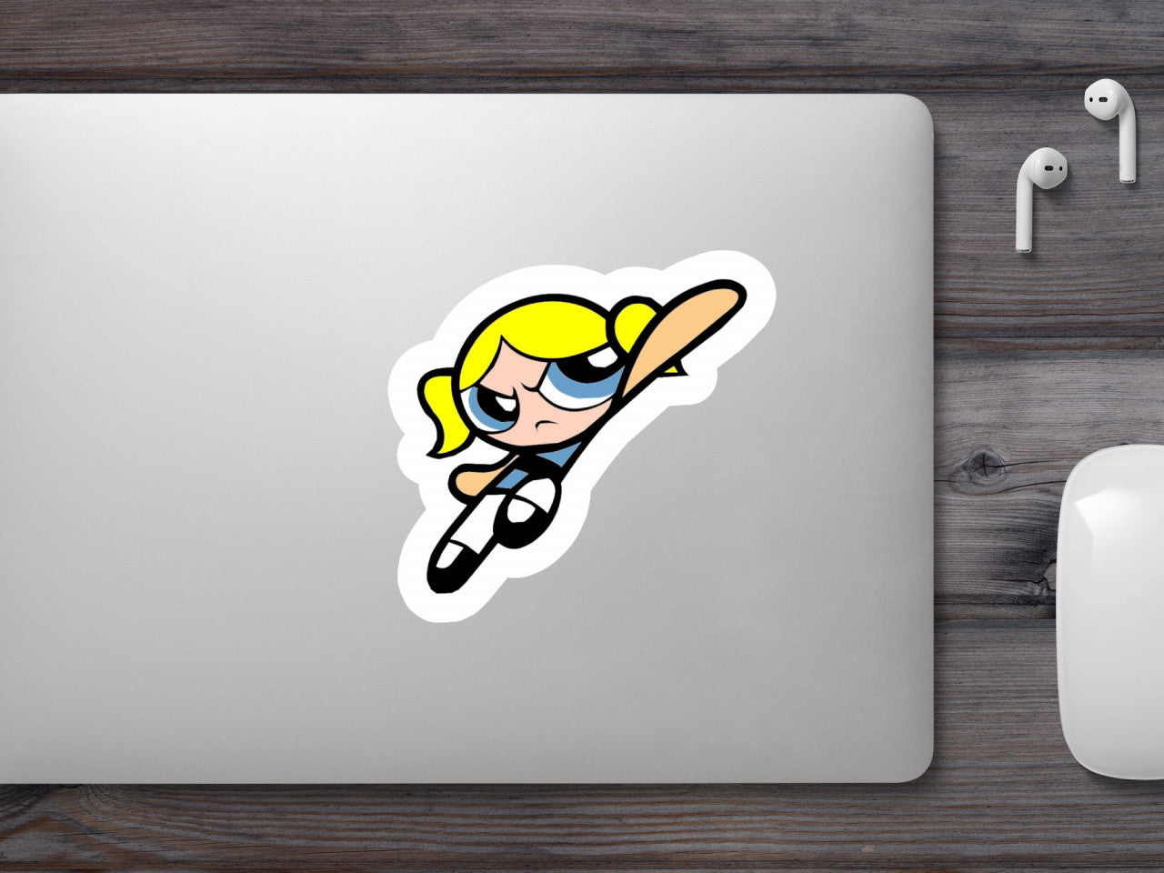 Set 5 bucati, Sticker decorativ, The Powerpuff Girls Bubbles, Rezistent la apa, NO8441, 6 cm, Multicolor