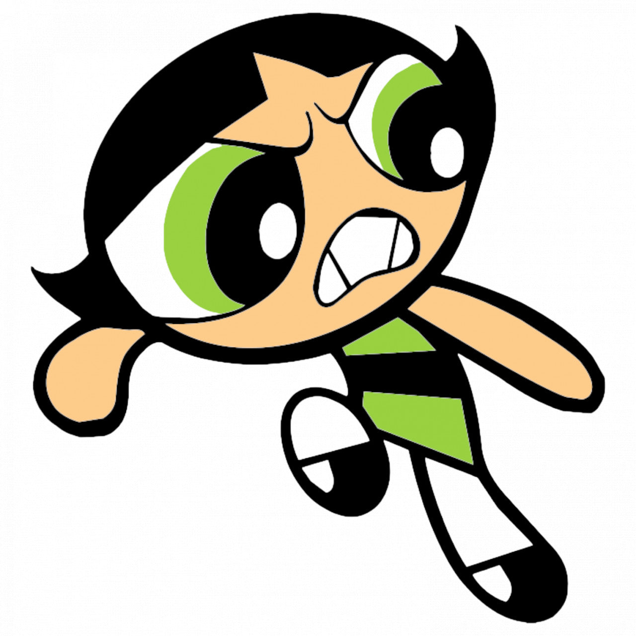 Set 5 bucati, Sticker decorativ, The Powerpuff Girls Buttercup in actiune, Rezistent la apa, NO9257, 6 cm, Multicolor