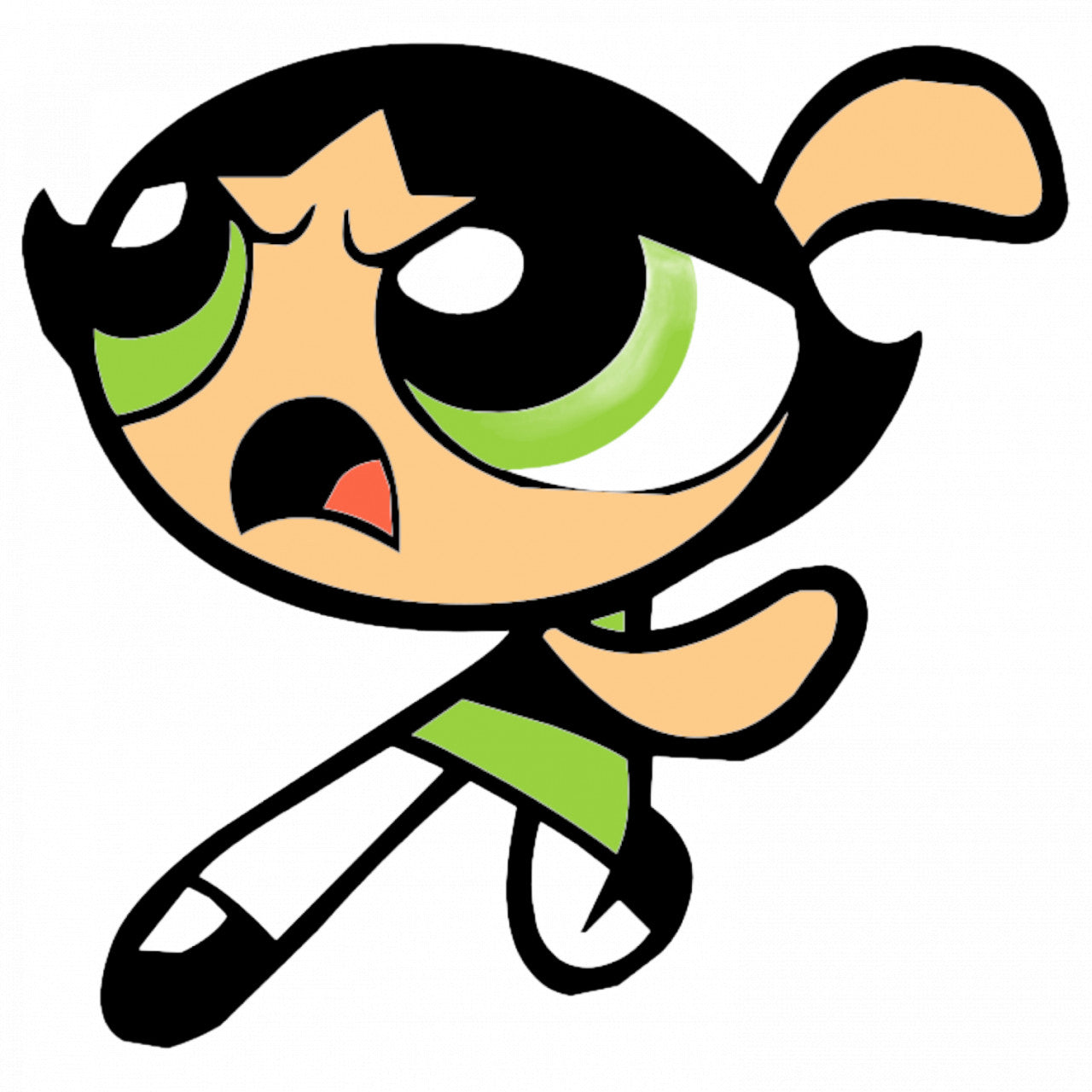 Set 5 bucati, Sticker decorativ, The Powerpuff Girls Buttercup mirata, Rezistent la apa, NO9501, 6 cm, Multicolor