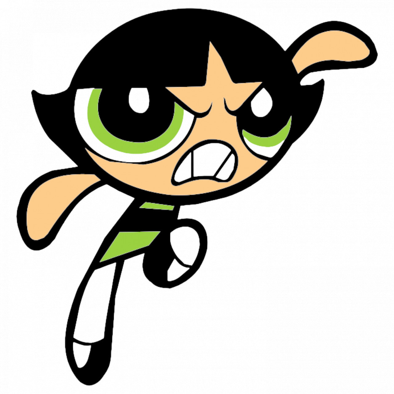 Set 5 bucati, Sticker decorativ, The Powerpuff Girls Buttercup nervoasa, Rezistent la apa, NO7776, 6 cm, Multicolor