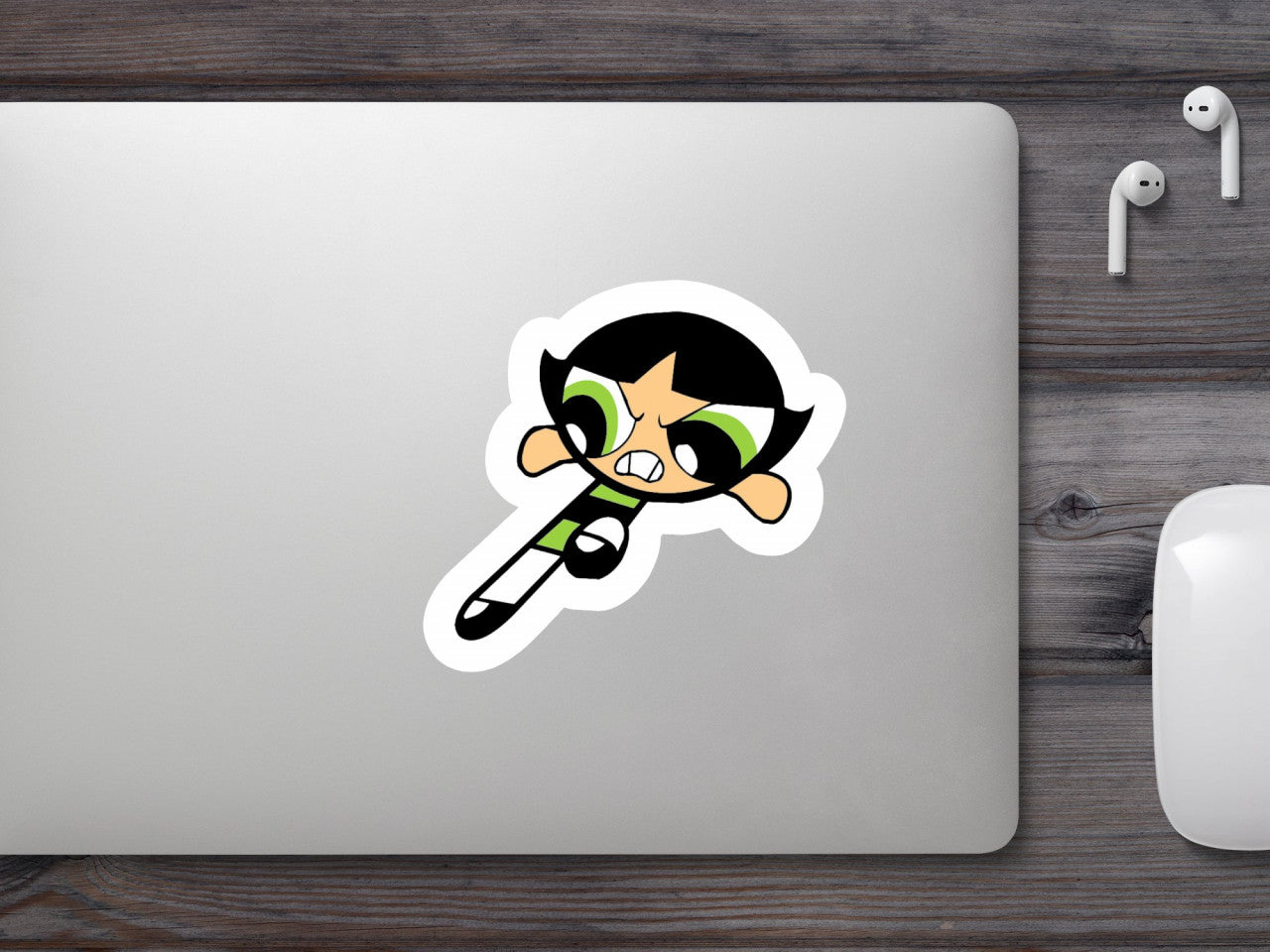 Set 5 bucati, Sticker decorativ, The Powerpuff Girls Buttercup, Rezistent la apa, NO7749, 6 cm, Multicolor