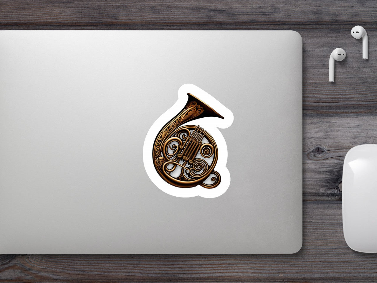 Set 5 bucati, Sticker decorativ, Trombon Francez, Rezistent la apa, NO9574, 6 cm, Multicolor