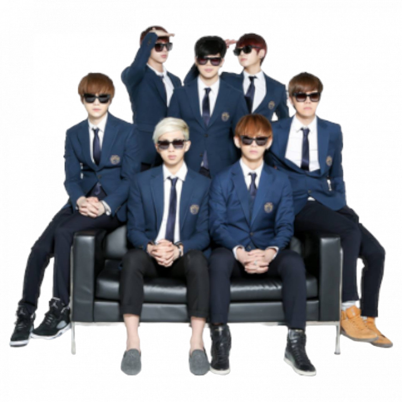 Set 5 bucati, Sticker decorativ, Trupa BTS in sacou, Rezistent la apa, NO8304, 6 cm, Multicolor