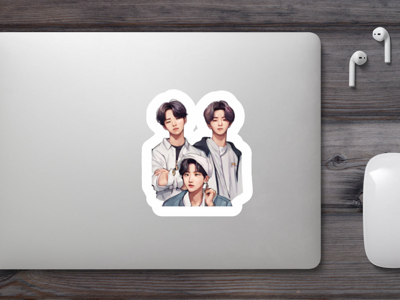 Set 5 bucati, Sticker decorativ, Trupa BTS trei membri, Rezistent la apa, NO8769, 6 cm, Multicolor