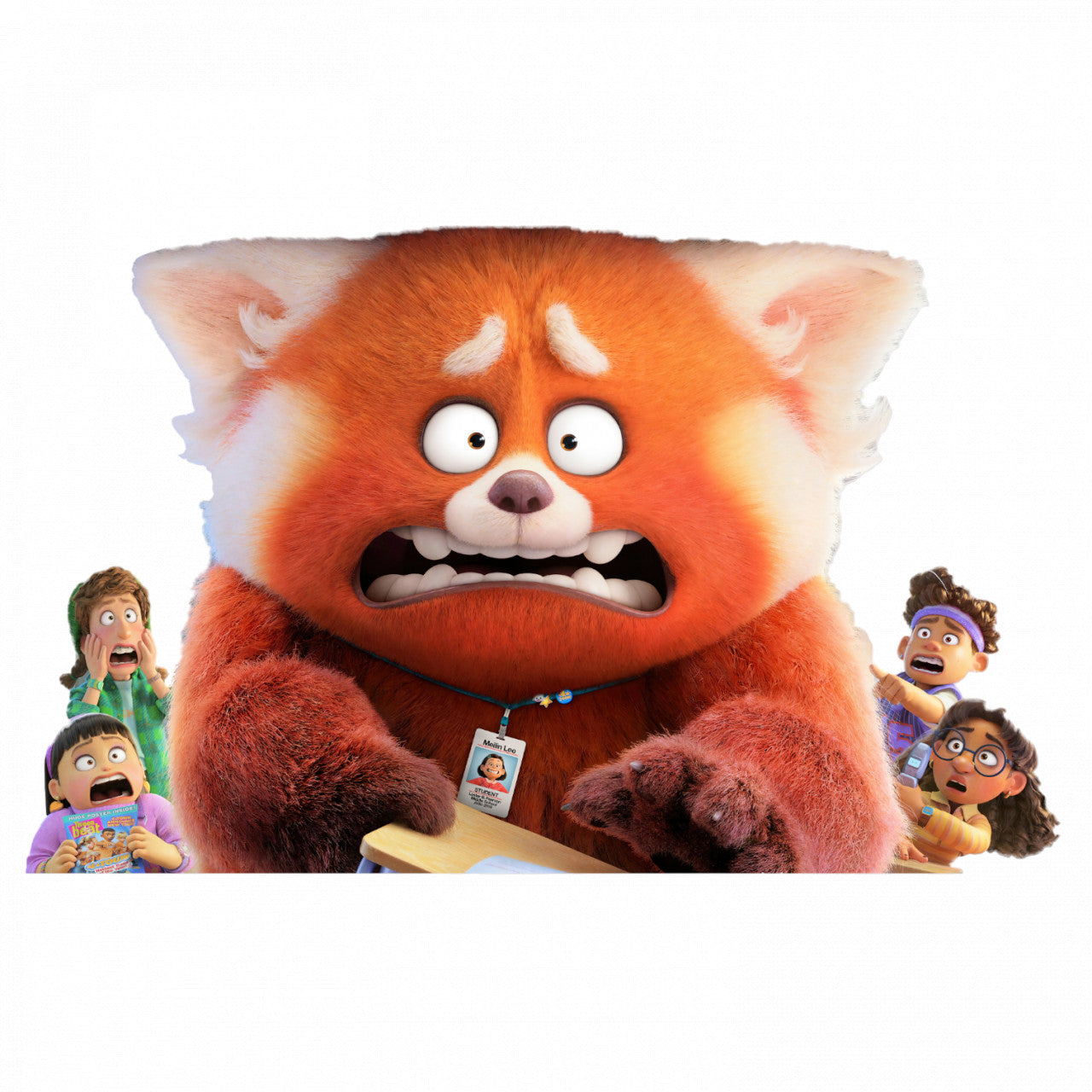 Set 5 bucati, Sticker decorativ, Turning Red Mei la scoala, Rezistent la apa, NO8359, 6 cm, Multicolor