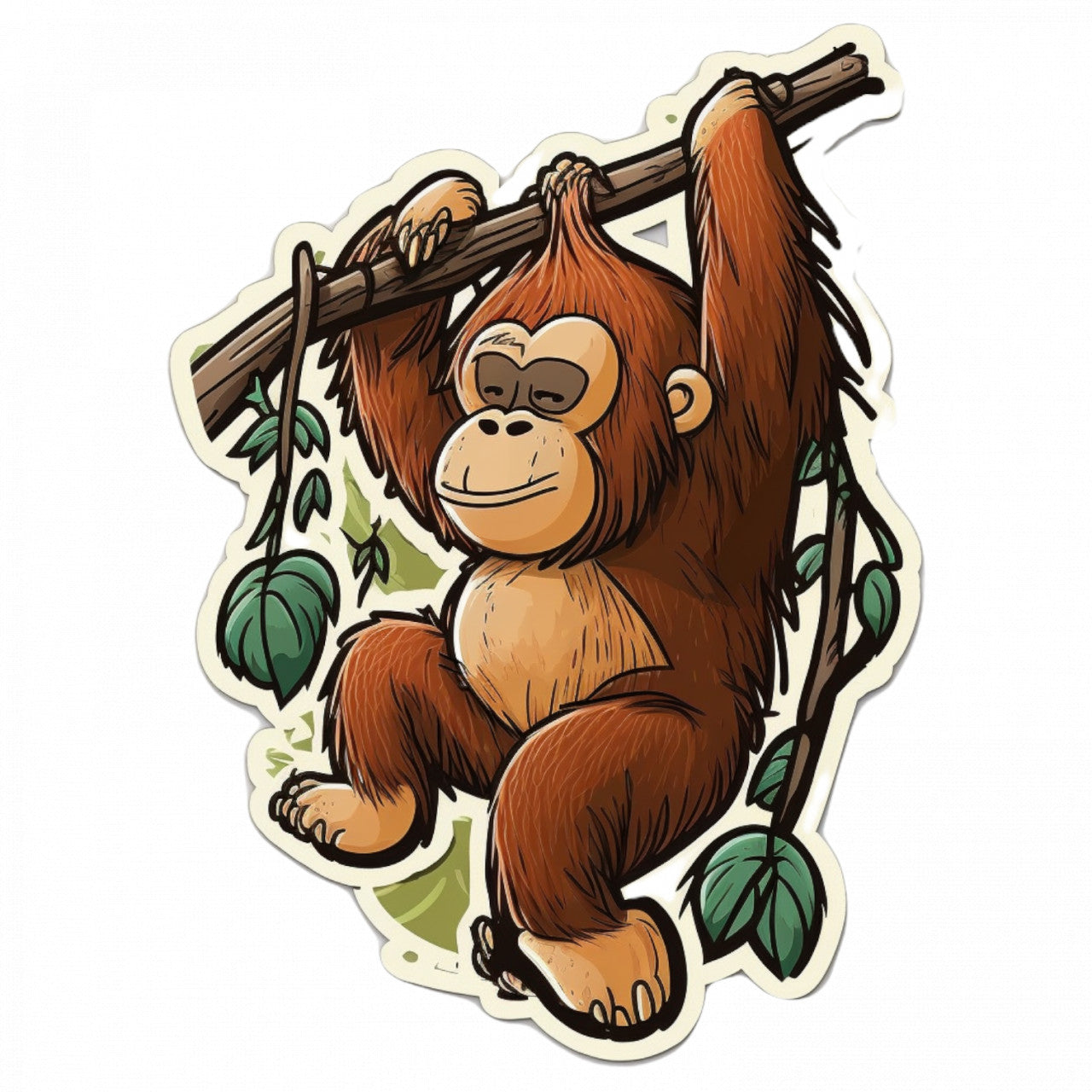 Set 5 bucati, Sticker decorativ, Urangutan in copac, Rezistent la apa, NO8412, 6 cm, Multicolor