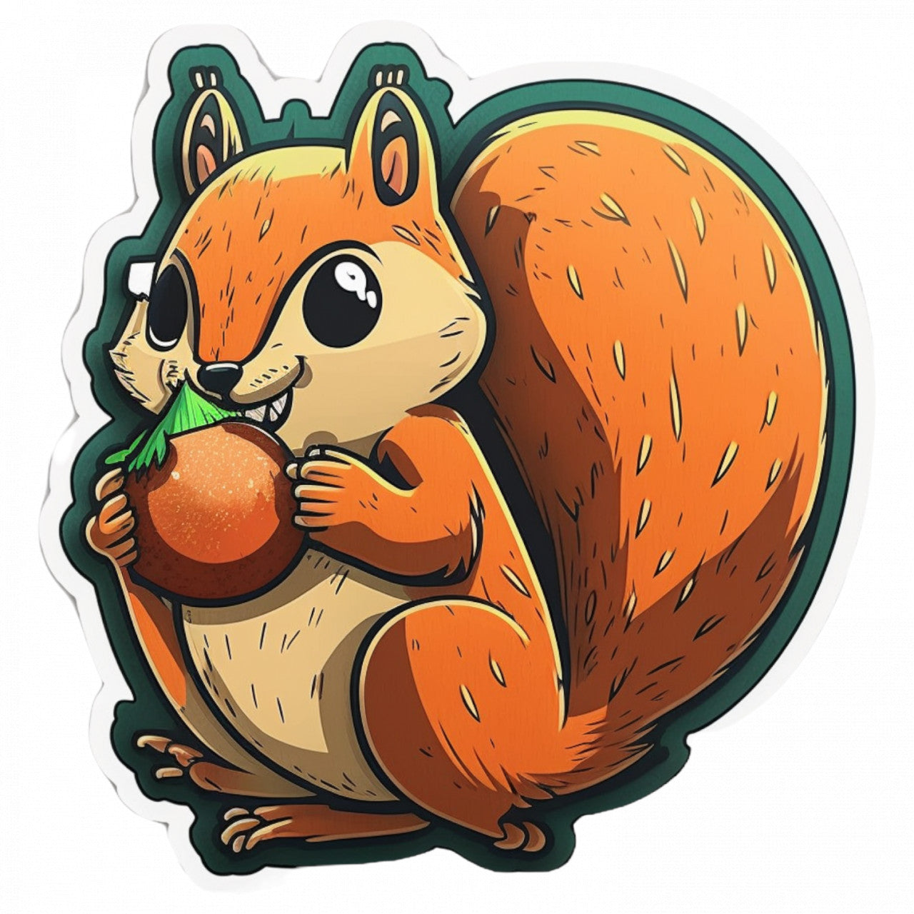 Set 5 bucati, Sticker decorativ, Veverita cu ghinda, Rezistent la apa, NO8297, 6 cm, Multicolor