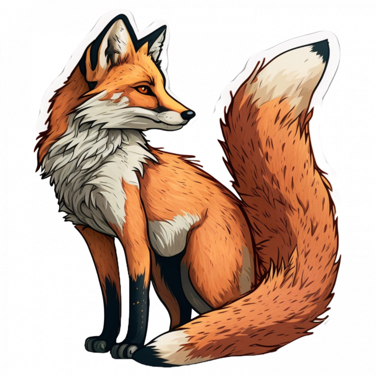 Set 5 bucati, Sticker decorativ, Vulpe cu coada stufoasa, Rezistent la apa, NO8357, 6 cm, Multicolor