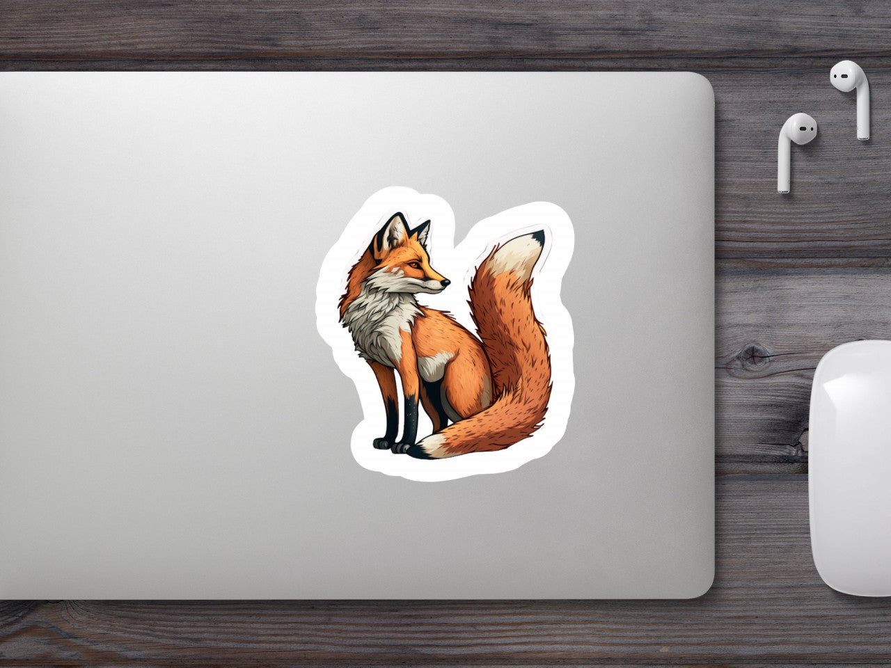 Set 5 bucati, Sticker decorativ, Vulpe cu coada stufoasa, Rezistent la apa, NO8357, 6 cm, Multicolor