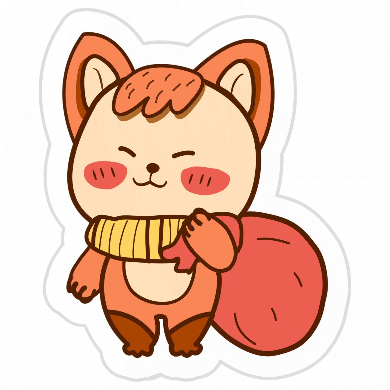 Set 5 bucati, Sticker decorativ, Vulpea cu merinde, Rezistent la apa, NO8390, 6 cm, Multicolor