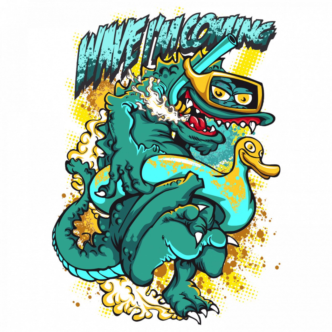 Set 5 bucati, Sticker decorativ, Wave incoming, Rezistent la apa, NO8445, 6 cm, Multicolor