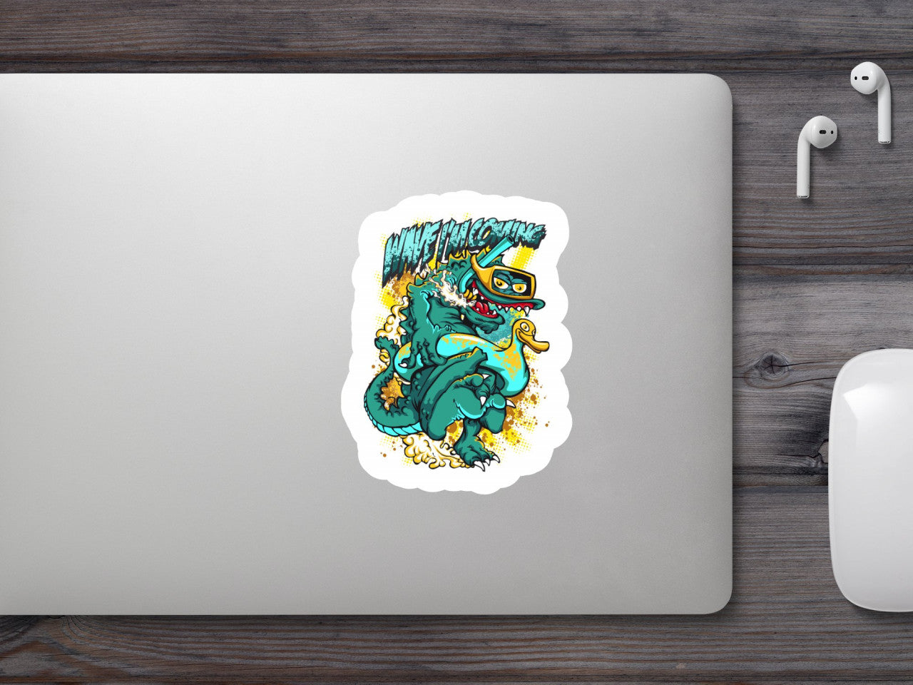 Set 5 bucati, Sticker decorativ, Wave incoming, Rezistent la apa, NO8445, 6 cm, Multicolor