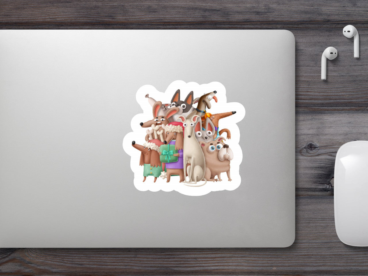 Set 5 bucati, Sticker decorativ, Who let the dogs out, Rezistent la apa, NO8494, 6 cm, Multicolor