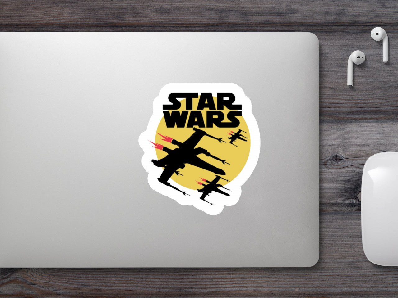 Set 5 bucati, Sticker decorativ, X Wing Star Wars, Rezistent la apa, NO8303, 6 cm, Multicolor