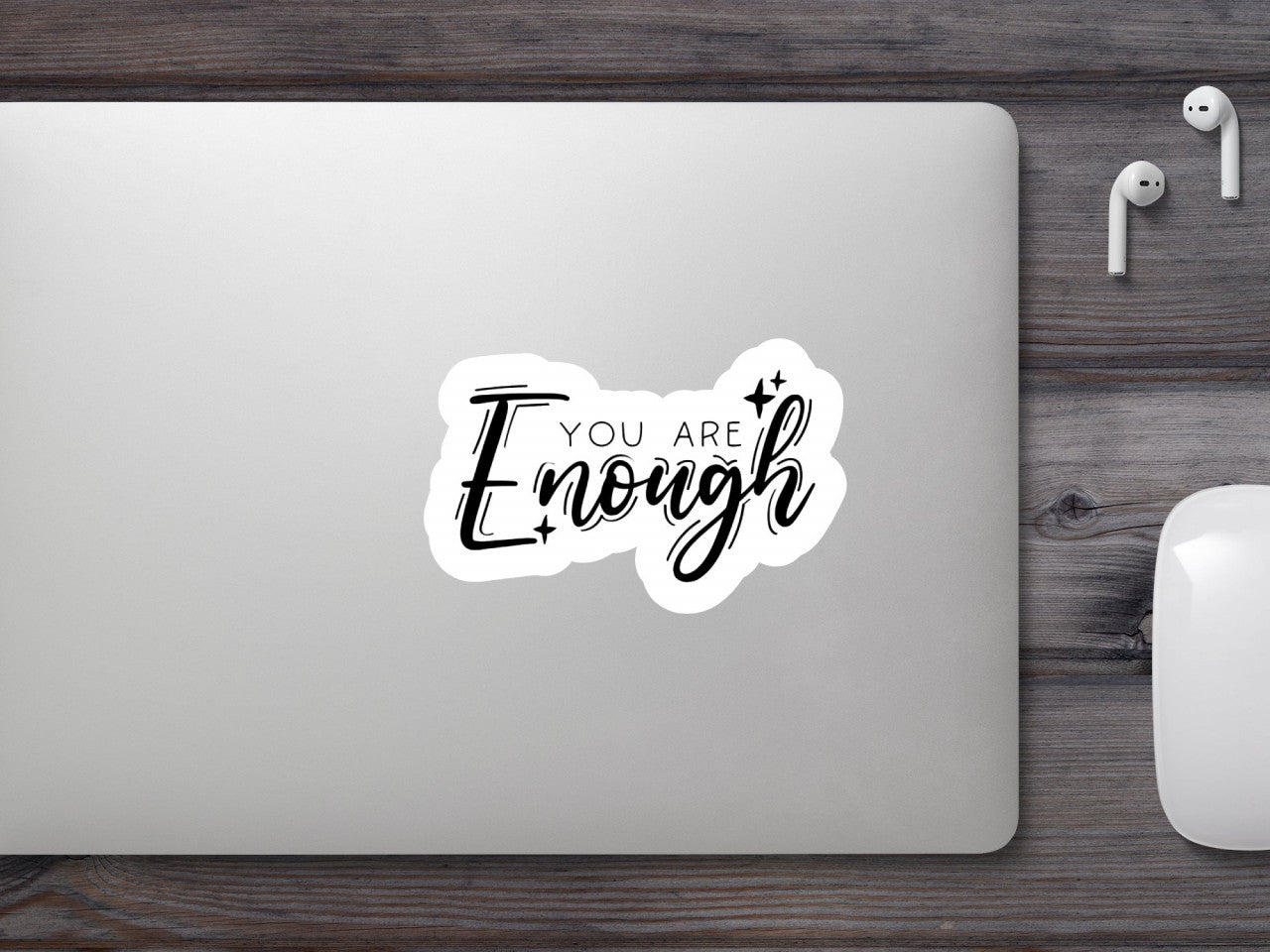 Set 5 bucati, Sticker decorativ, You Are Enough, Rezistent la apa, NO8665, 6 cm, Multicolor