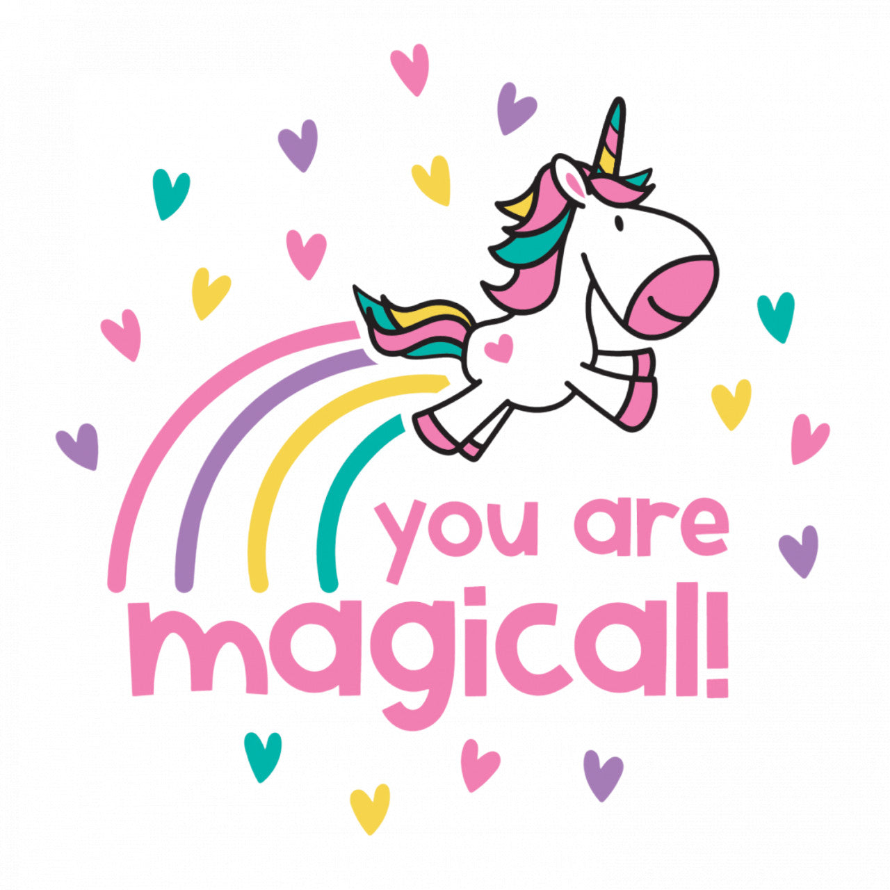 Set 5 bucati, Sticker decorativ, You are magical, Rezistent la apa, NO9579, 6 cm, Multicolor