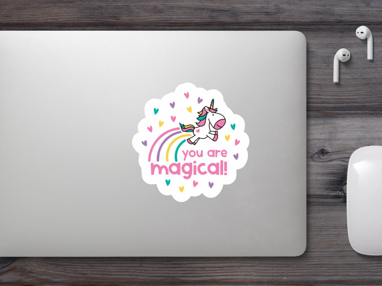 Set 5 bucati, Sticker decorativ, You are magical, Rezistent la apa, NO9579, 6 cm, Multicolor