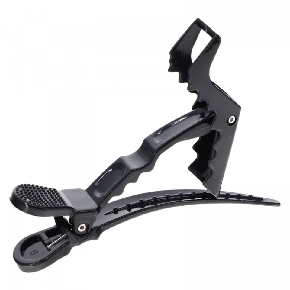 Set 6 buc, cleme de par, Plastic, 11.5 x 1.5 cm, Negru