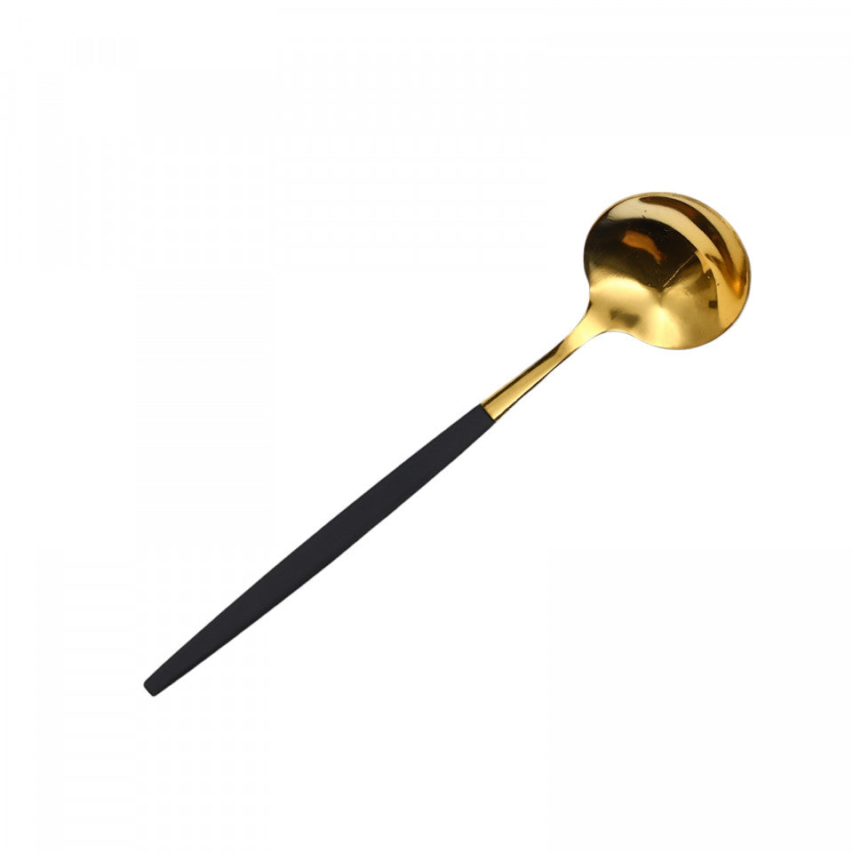 Set 6 bucati, Lingurita din inox, in stil Portughez, Deluxe, 13 x 2.8 cm, Negru/Auriu