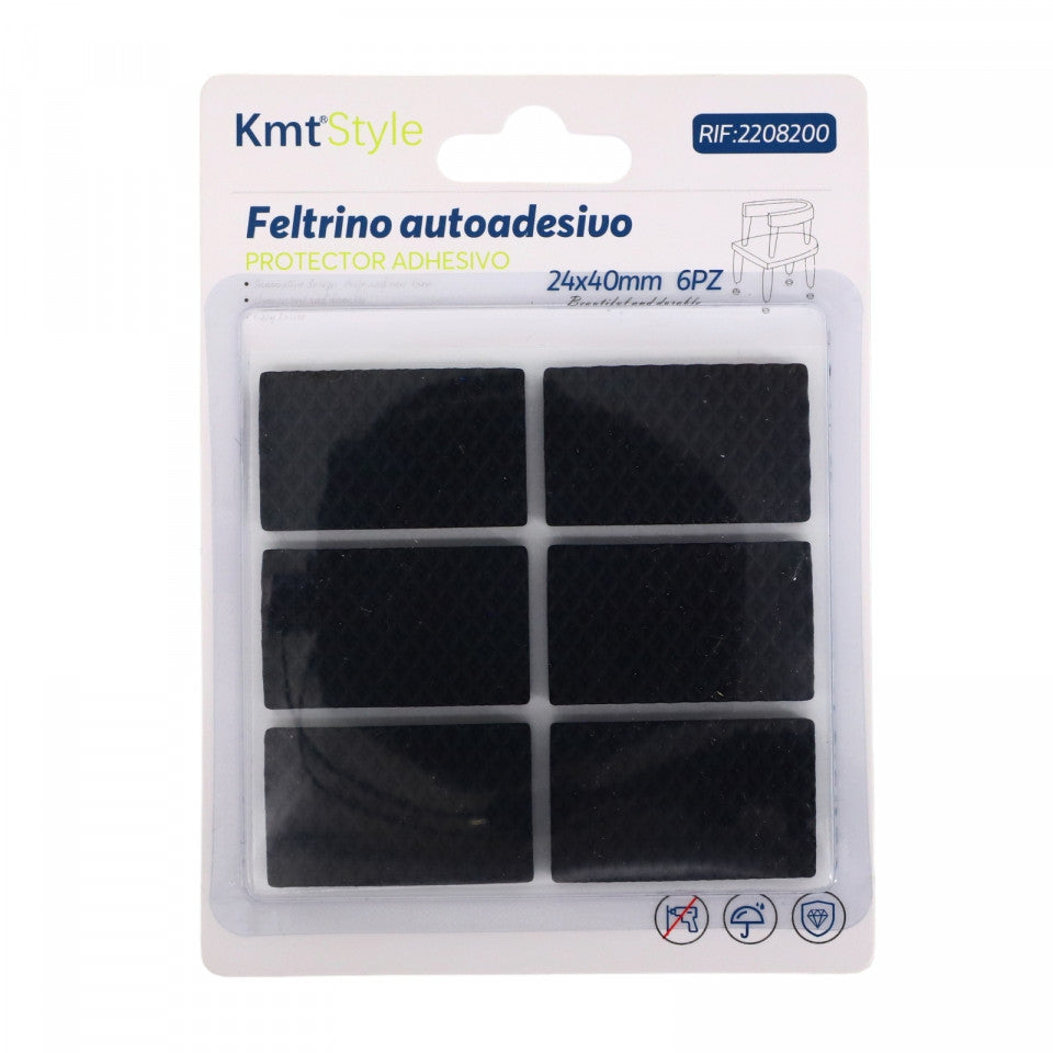Set 6 bucati, Protectie adeziva pentru picioare mobila, 24 x 40 mm, Negru