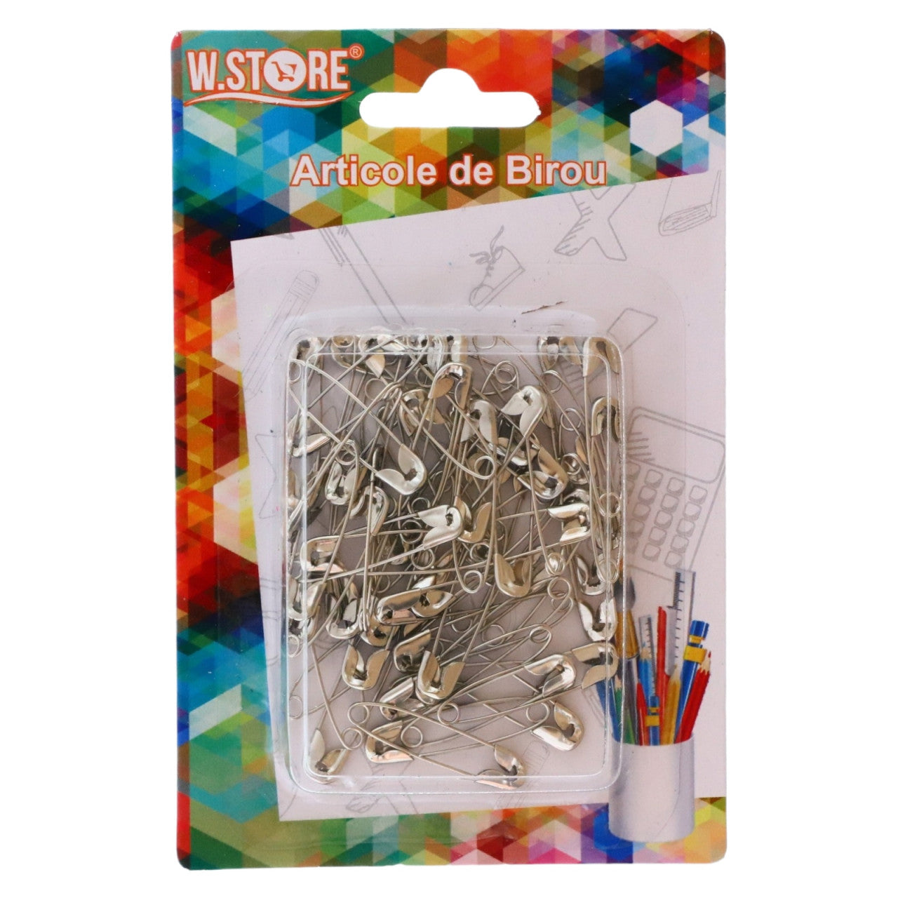 Set 60 buc, Ace de siguranta, NO5547, 3 cm, Argintiu