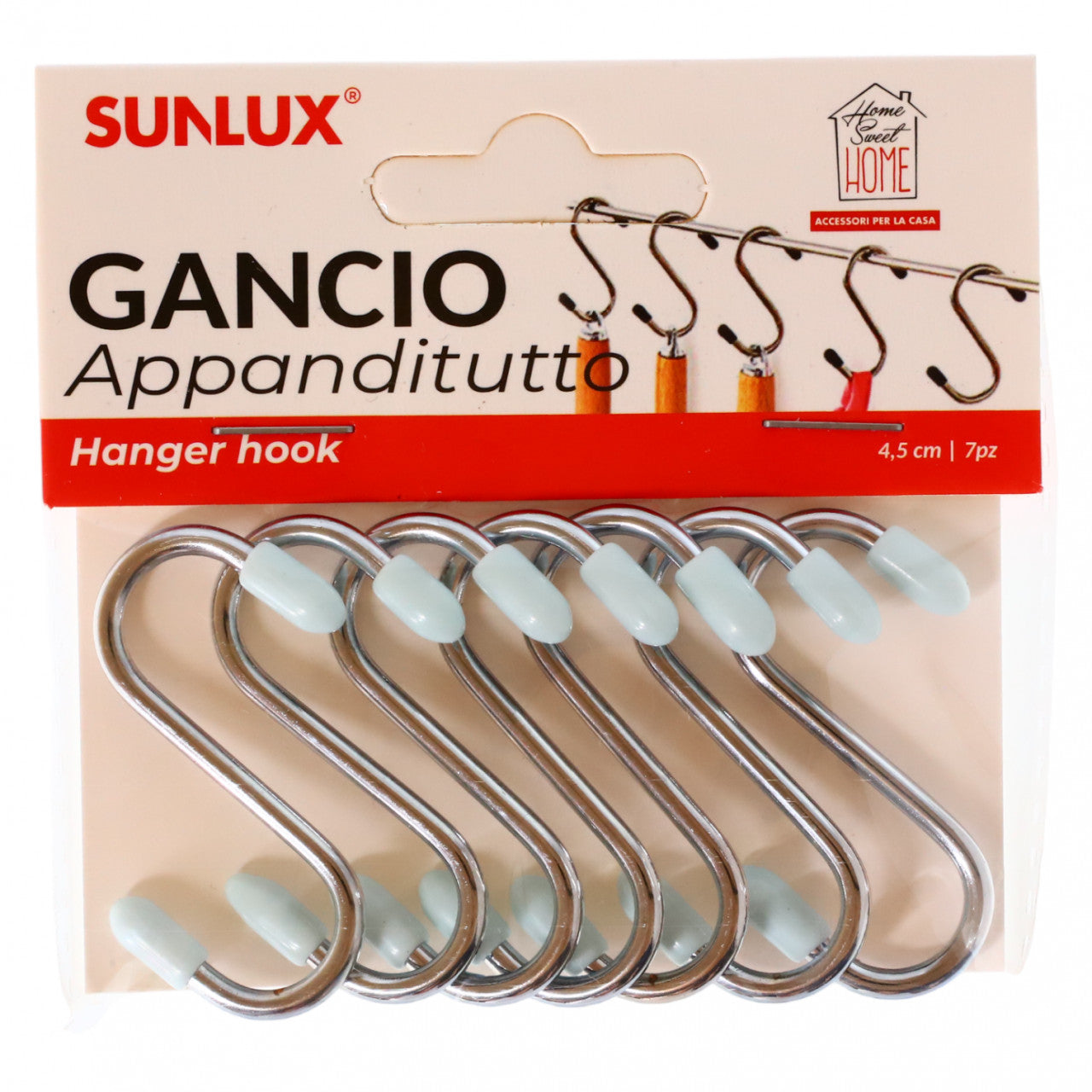 Set 7 bucati, Carlige / Agatatori multifunctionale, forma S, NO8301, 2.3 x 4.5 cm, Argintiu