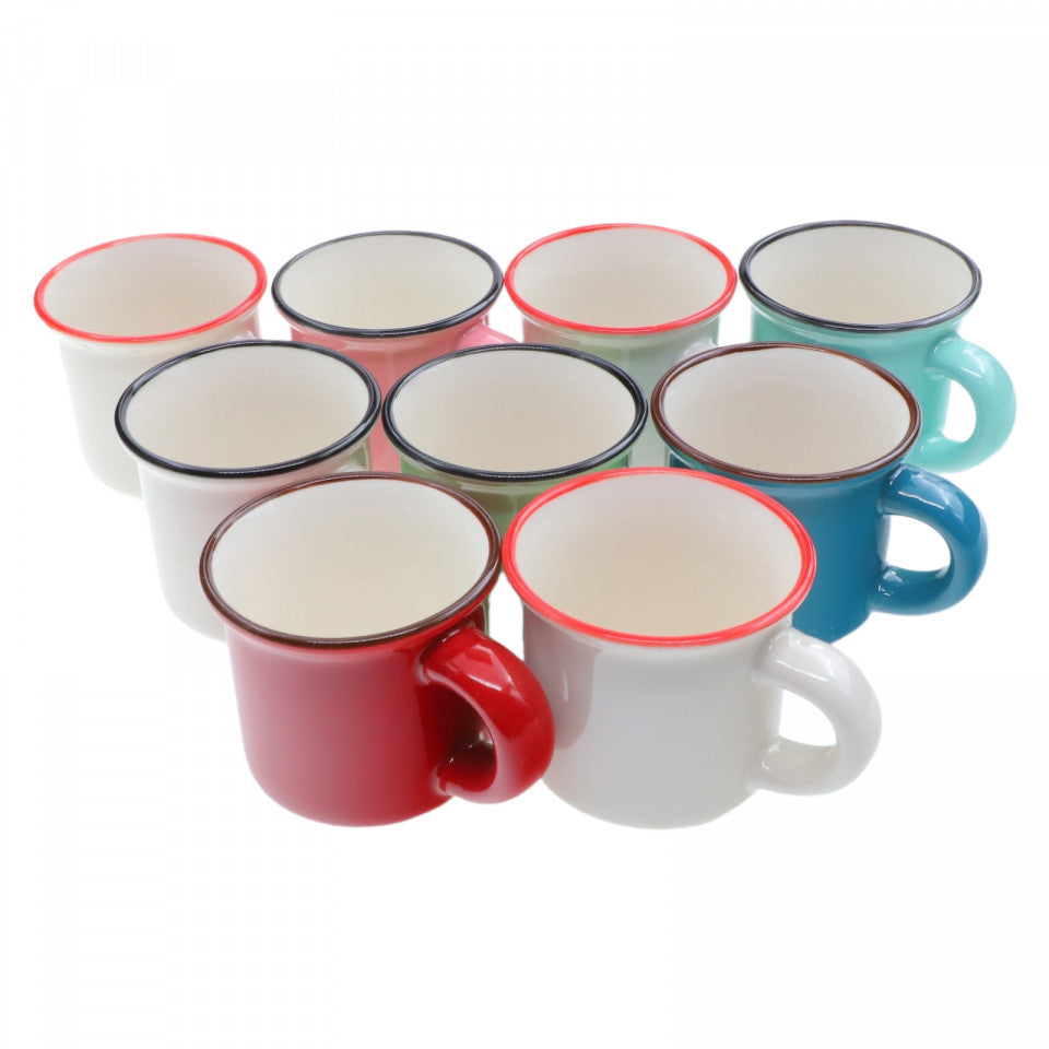 Set 9 Cani pentru tuica, din ceramica, 6 x 5.3 cm, 60 ml, Multicolor