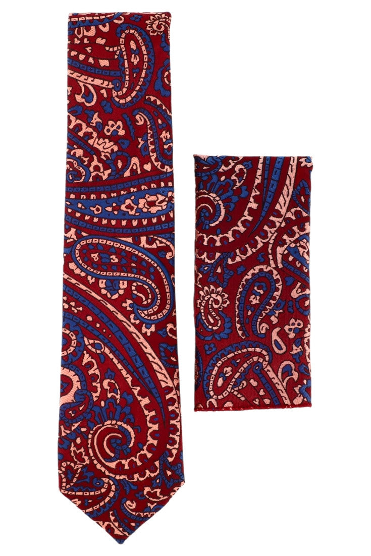 Set Cravata cu batista, model ingust, aspect texturat, imprimeu floral, 6 x 150 cm, NO889, Multicolor