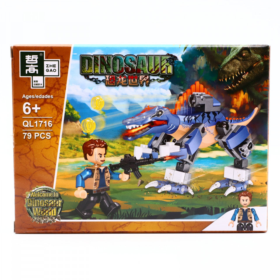 Set de constructie, Dinozaurul fioros si vanatoarea de comori, 79 piese