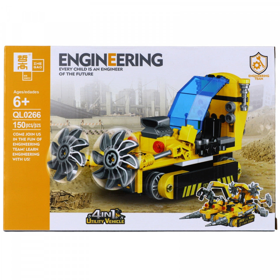 Set de constructie, Engineering, Excavator cu 2 freze, 150 piese