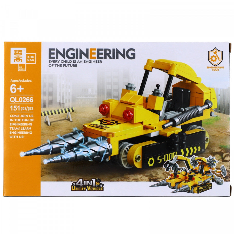 Set de constructie, Engineering, Excavator de foraj cu 2 burghie, 151 piese